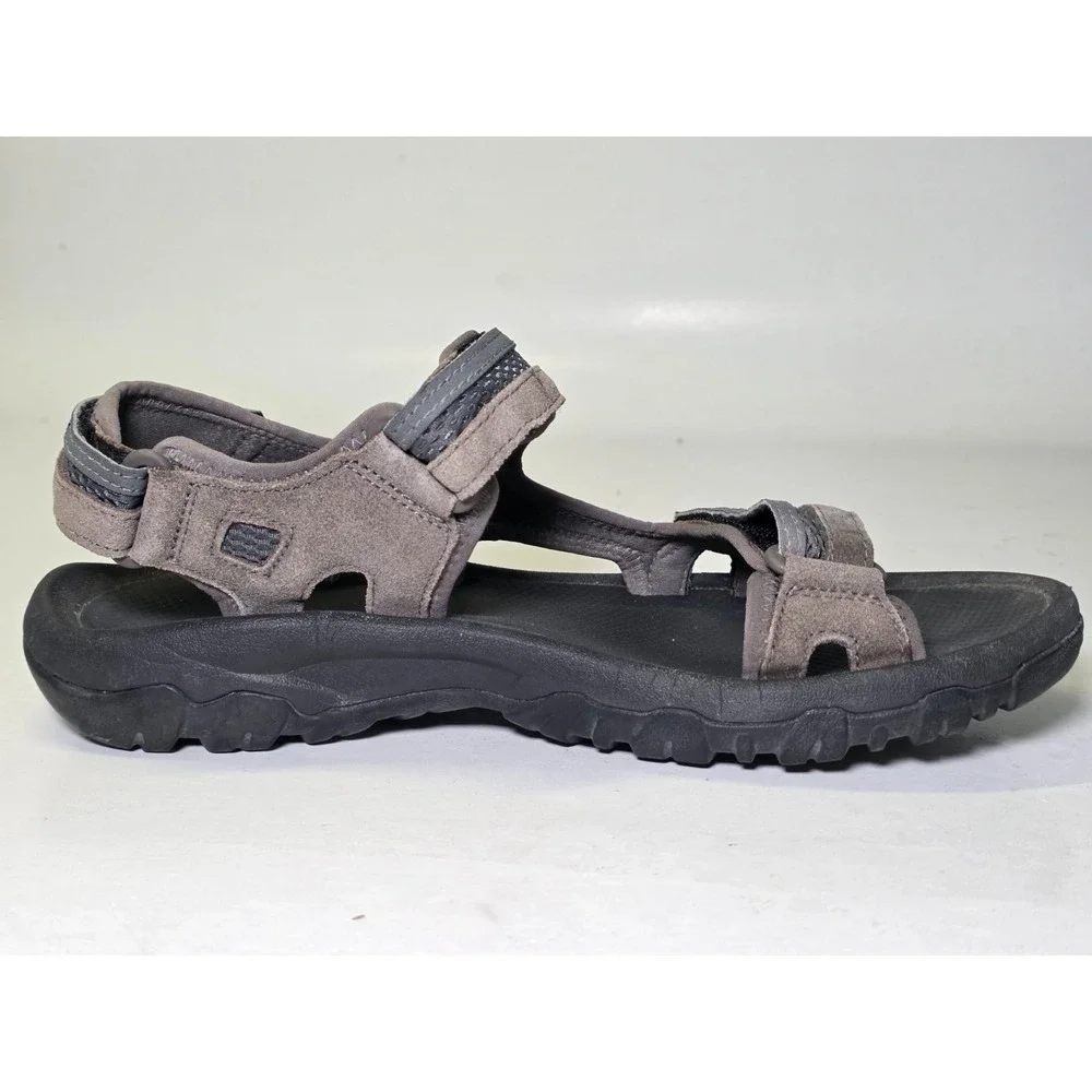 Teva Hudson‎ Men's Sandals Size 9 Gray Suede Fabric Hiking Outdoor Walking Shoes